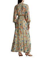 Floral Crinkle Blouson Maxi Dress