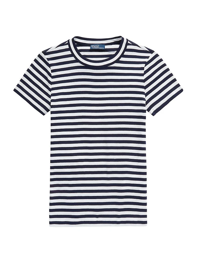 Stripe Rib-Knit Cotton T-Shirt