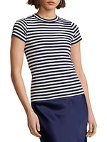 Stripe Rib-Knit Cotton T-Shirt