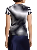 Stripe Rib-Knit Cotton T-Shirt