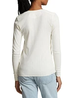 Cotton Pointelle Henley Tee