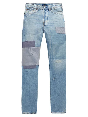 Straight-Leg Patchwork Jeans