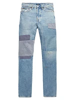 Straight-Leg Patchwork Jeans