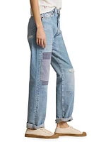 Straight-Leg Patchwork Jeans