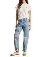 Straight-Leg Patchwork Jeans