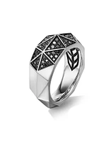 Torqued Faceted Signet Ring Sterling Silver