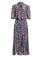 Floral Tie-Neck Midi-Dress