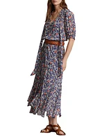 Floral Tie-Neck Midi-Dress