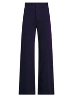 Wide-Leg Cotton-Blend Twill Pants