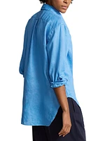 Oversized Linen Button-Front Shirt