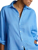 Oversized Linen Button-Front Shirt