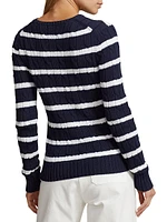 Cotton Striped Cable-Knit Sweater