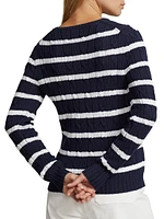 Cotton Striped Cable-Knit Sweater