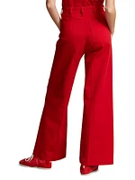 Cotton Twill Wide-Leg Pants