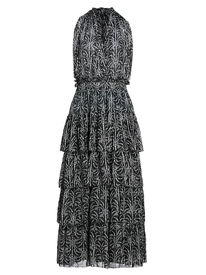 Zandra Abstract Tiered Midi-Dress