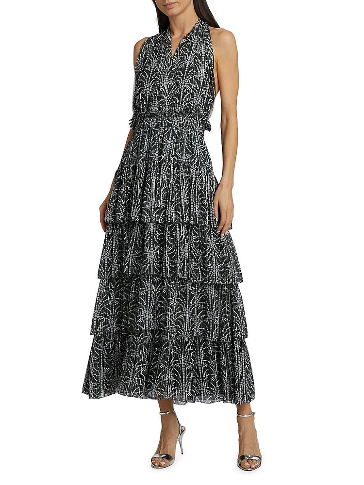 Zandra Abstract Tiered Midi-Dress