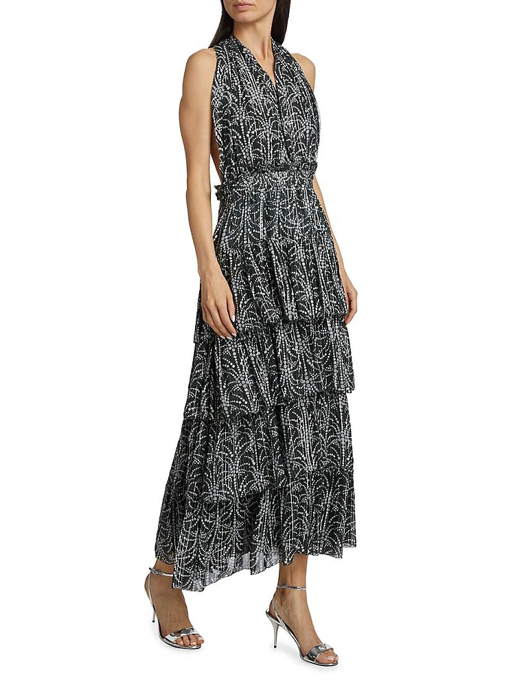 Zandra Abstract Tiered Midi-Dress