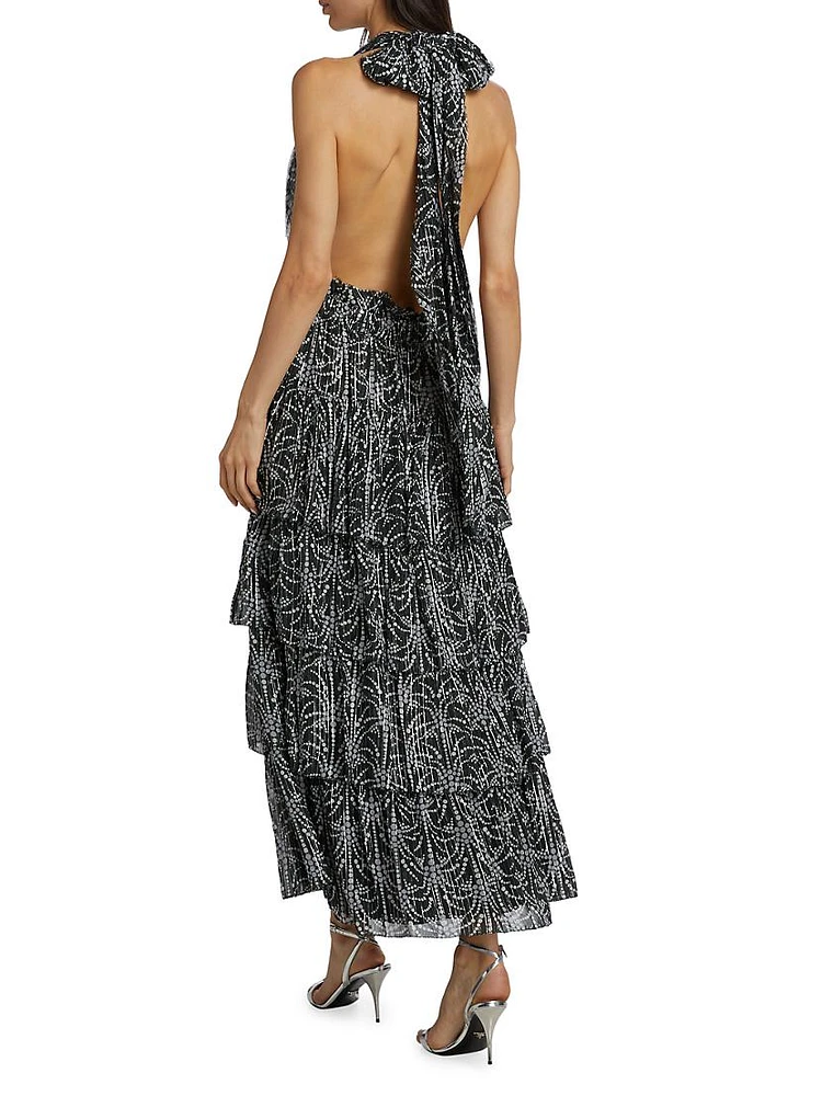 Zandra Abstract Tiered Midi-Dress