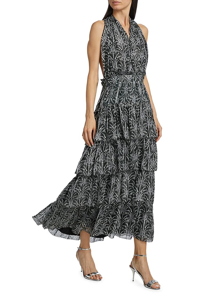 Zandra Abstract Tiered Midi-Dress