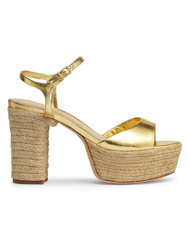 105MM Metallic Leather Platform Sandals