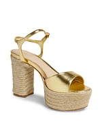 105MM Metallic Leather Platform Sandals