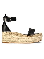 Deluxe Leather Platform Espadrille Sandals