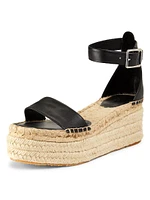 Deluxe Leather Platform Espadrille Sandals