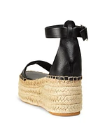 Deluxe Leather Platform Espadrille Sandals