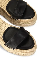 Deluxe Leather Platform Espadrille Sandals