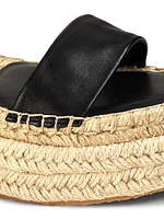 Deluxe Leather Platform Espadrille Sandals