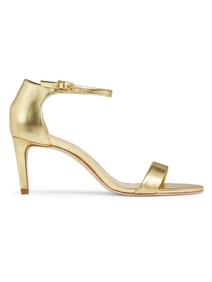 75MM Metallic Leather Ankle-Wrap Sandals