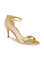 75MM Metallic Leather Ankle-Wrap Sandals