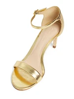 75MM Metallic Leather Ankle-Wrap Sandals