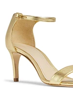 75MM Metallic Leather Ankle-Wrap Sandals