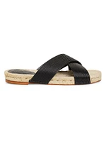 Leather & Raffia Flat Sandals