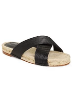 Leather & Raffia Flat Sandals