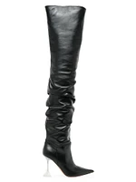 Olivia 95MM Leather Thigh-High Boots