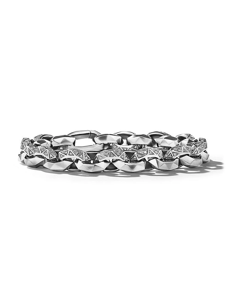 Torqued Faceted Link Bracelet Sterling Silver