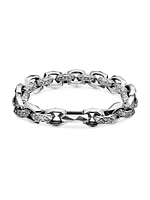 Torqued Faceted Link Bracelet Sterling Silver