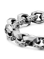 Torqued Faceted Link Bracelet Sterling Silver