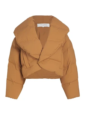 Shawl-Collar Cropped Puffer Jacket