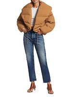 Shawl-Collar Cropped Puffer Jacket