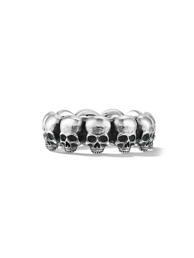 Memento Mori Skull Band Ring Sterling Silver