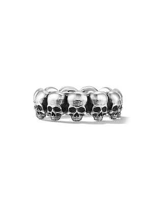 Memento Mori Skull Band Ring Sterling Silver
