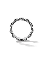 Memento Mori Skull Band Ring In Sterling Silver