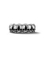 Memento Mori Skull Band Ring In Sterling Silver