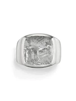 Meteorite Signet Ring Sterling Silver, 19mm