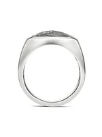 Meteorite Signet Ring Sterling Silver, 19mm