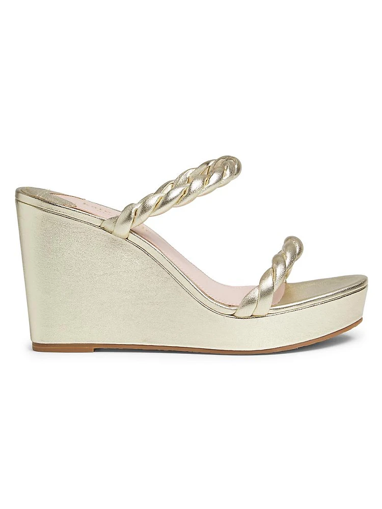 Nina Leather Wedge Sandals