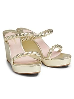 Nina Leather Wedge Sandals